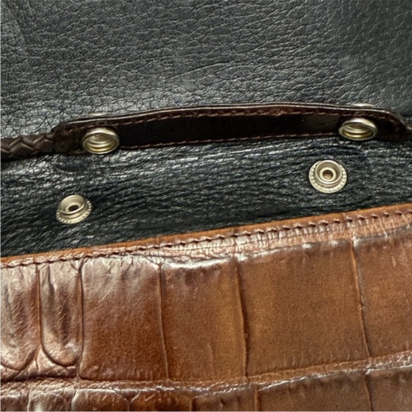 Brighton Convertible Croc Leather Crossbody Organizer Bag Wallet Brown - Picture 10 of 13